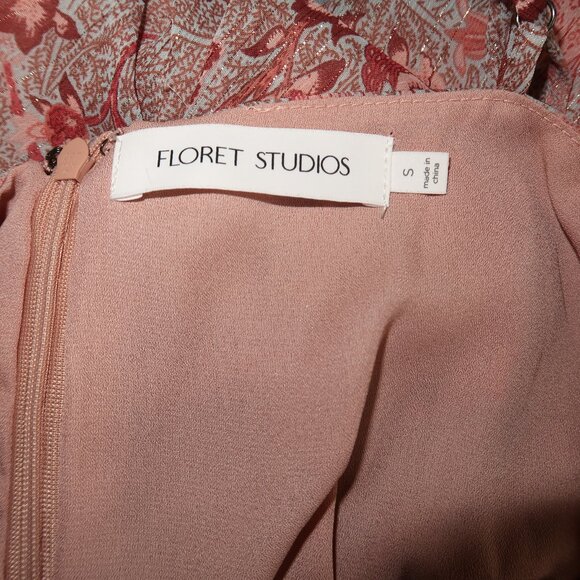 Floret Studios Floral Ruffle Chiffon Dress - Picture 6 of 7